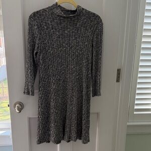 Michael Stars Ribbed Mock Neck Dress - Gray